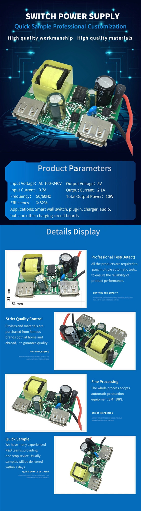 Двойной ODM OEM собрания PCB заряжателя SMD USB доступный