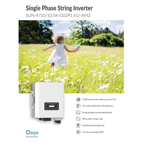360V Input Voltage 9kw 10.5kw Single Phase Solar Inverter for Solar Power System