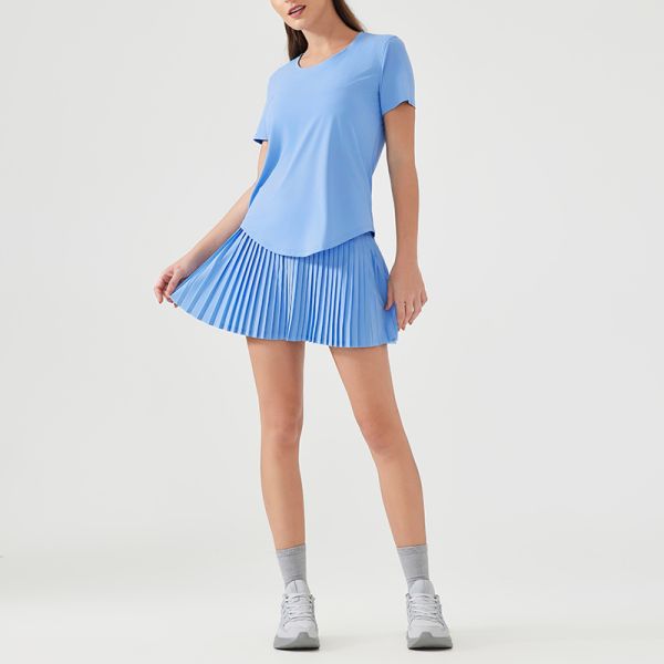 Women's Pleated Tennis Skort High Waisted Quick Dry Yellow Flared A Line Design