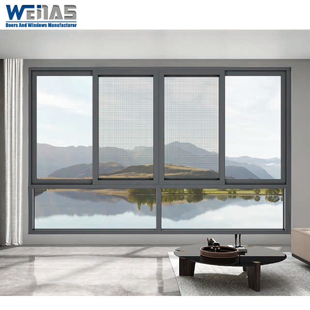 Six Track Aluminum Sliding Windows With Mosquito Net Screen Thermal Insulation