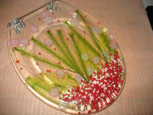 color toilet seat,17'18'19'Uropean standard,USA stardard,dried flower design