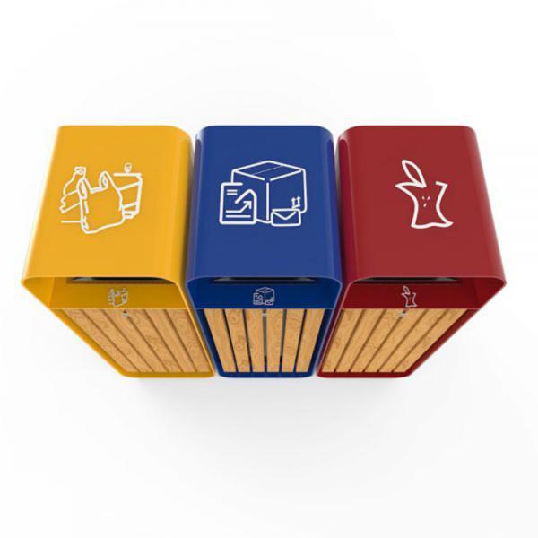 Outdoor Classification 13 Gallon 850mm 3 In 1 Wood Garbage Bin