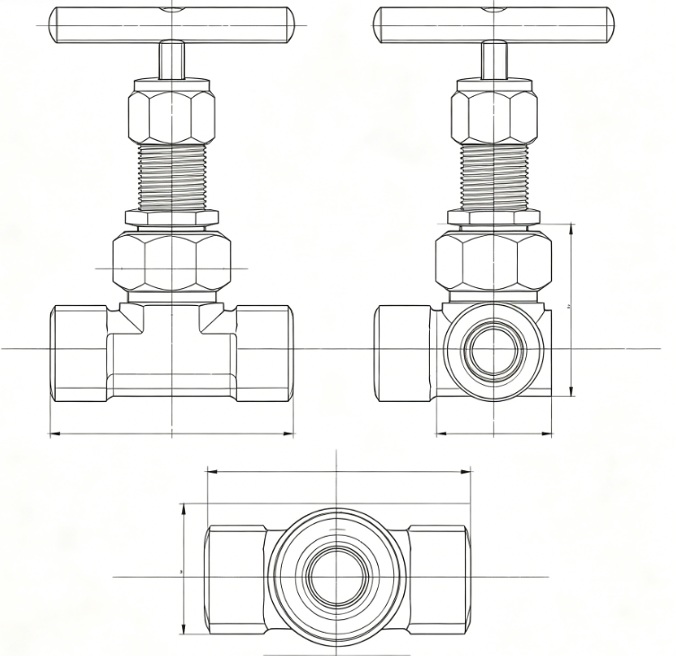 Factory OEM SS304 Straight Through Internal Thread Needle Valve Anti Blowout Stem T Handle Control Valve for Gas Oil Water