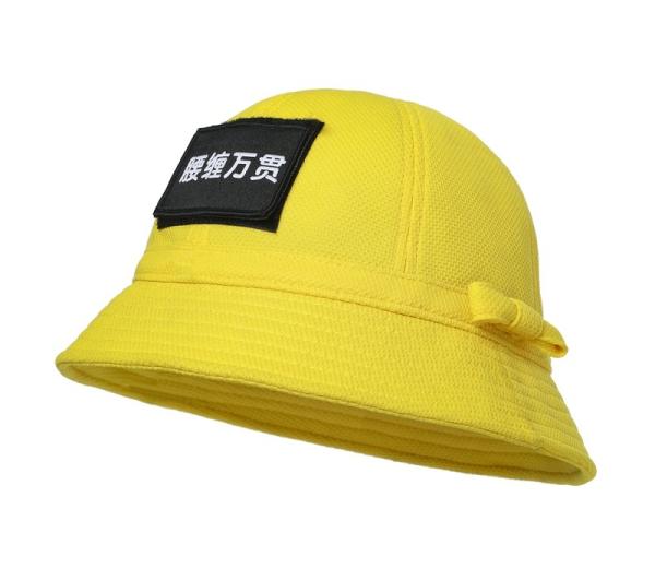 ODM Funny Plain or patch Polyester Fisherman Bucket Cap Kids Yellow Bucket Hats