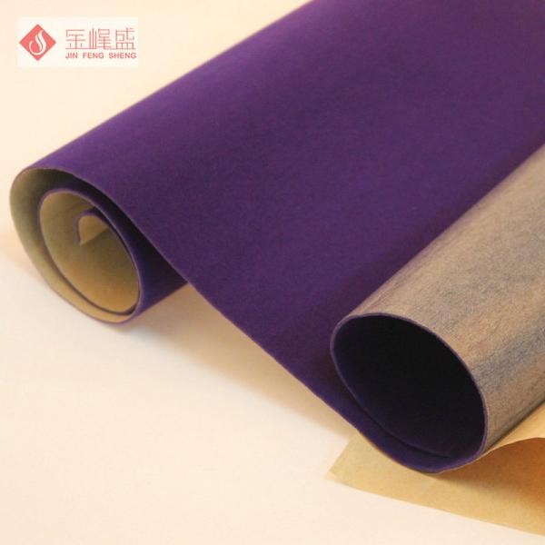 Plain Purple Polyester Velvet Fabric , Flocked Modern Velvet Upholstery Fabric