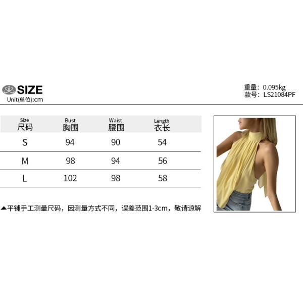 Temperament Hanging Neck Dewback Chiffon Pure Color Blouse Woman