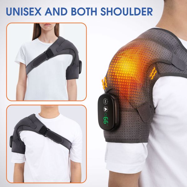 Electric Far Infrared Heating Massage Shoulder Pad Relieving Periarthritis Touchscreen Heat Therapy Device Black Gift Box