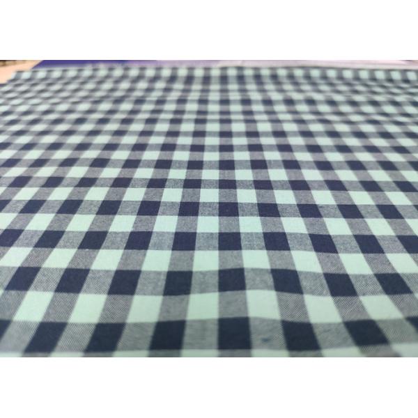 110GSM Blue Cotton Check Fabric Chlorine Bleaching Resistant No Extreme Smell