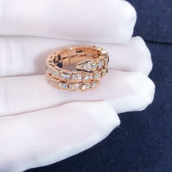Elegant  18K Gold  2 Row Diamonds Serpenti Viper Ring Diamond Ring Yellow Gold White Gold