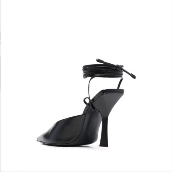 Women Heeled Shoes Fashion Banquet High Heeled Sandals Sexy Point Toe Lace-Up Leather Shoes