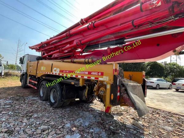 2019 équipement lourd d'occasion pompe à béton de 49 m avec hauteur d'alimentation de 1400 mm et châssis MB