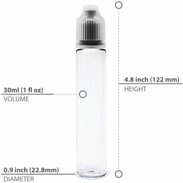 Бутылки любимца 30 Мл миниатюрные прозрачные безопасные с крышкой ребенка устойчивой