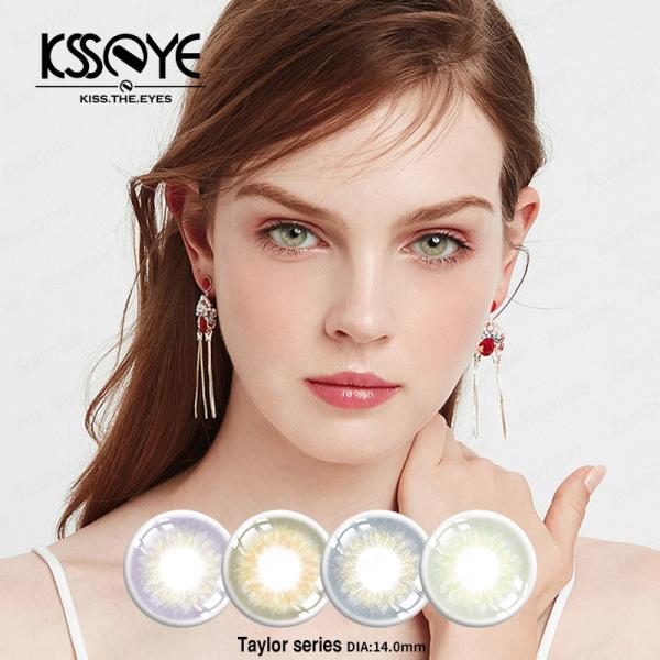KSSEYE Most Natural Colored Grey Blue Contact Lenses For Correction 14mm