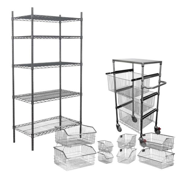 SS High Density Storage System Rust - Resistant Overhead Rail PP Shelf Chrome Plated For Walk - In Freezers