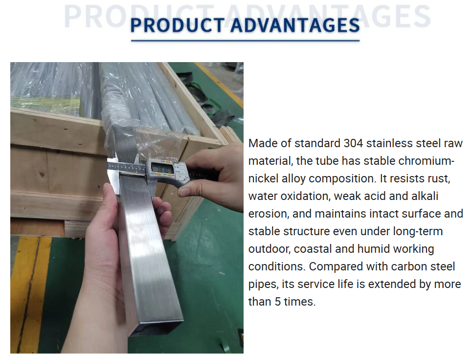 304 Stainless Steel Square Tube 600 Grit Polished with 10x10mm-200x200mm Size Range and 0.8mm-8mm Wall Thickness