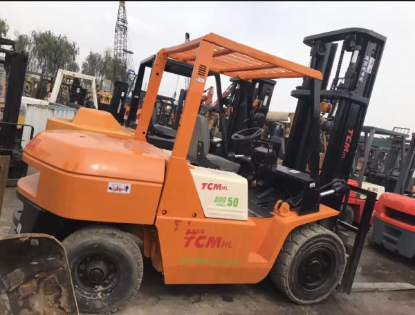 5 toneladas Camiões de elevação de garfos usados FD50 Camião de elevação de garfos usados TCM 4,5m Altura de elevação