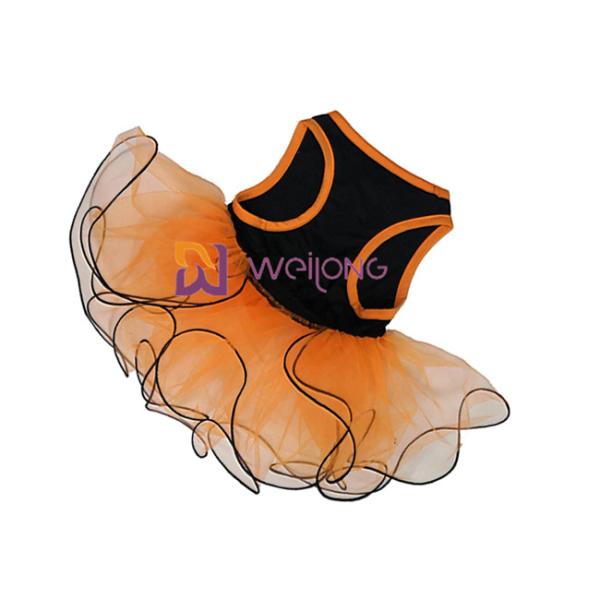 Pumpkin / Skull Tulle Skirt Halloween Pet Dress Bow Decoration CVC Jersey