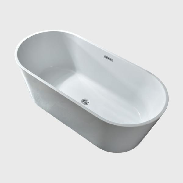 Made In China Oval Portable Bathtub For Adults Shower White Acrylic Artificial Stone Free Standing Bathtub