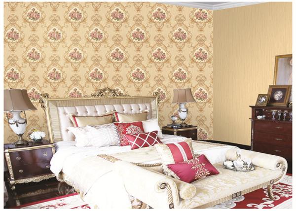 Italy Style Girls Bedroom Wallpaper Feature Wall , Damask Pattern Wallpaper