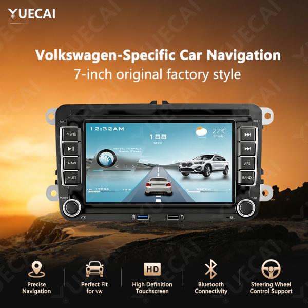 7 Inch Android 10 Cars Head Unit Equipped with 8 Core Processor GPS Navigation and Carplay Multimedia Player Designed for VW Automobiles