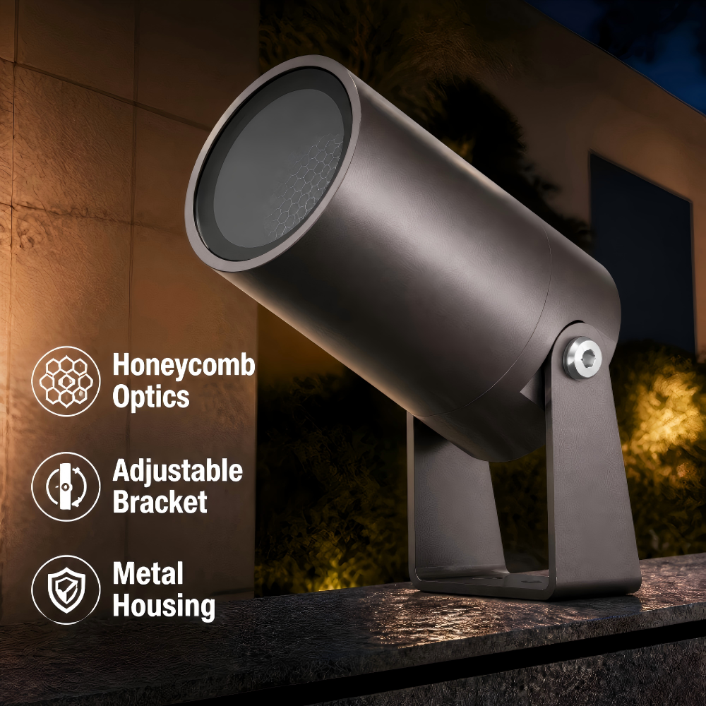 S66 8‑10W IP65 Outdoor Cylinder LED Landscape Spotlight Adjustable Angle With Multiple Optic Lenses