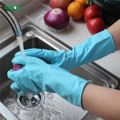 Durable Latex Household Rubber Gloves Rolled Cuff Design For Cleaning