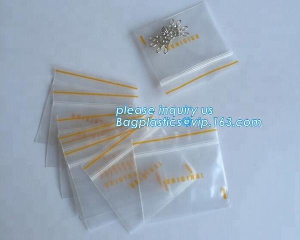 Plastic Custom Printed k Plastic Bags K Bag For Packing Spare Part, yellow line, red line, red zip, yellow