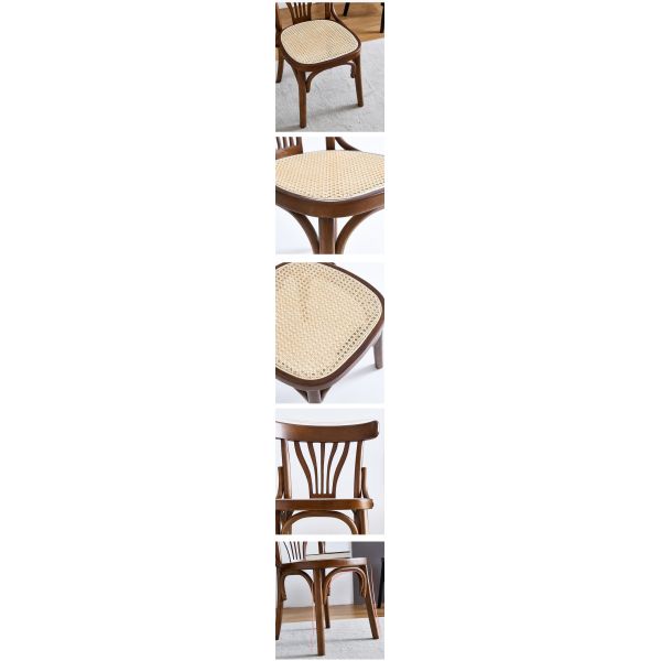 Events Rattan Cushion Farmhouse Wooden Comfortable Back Chairs