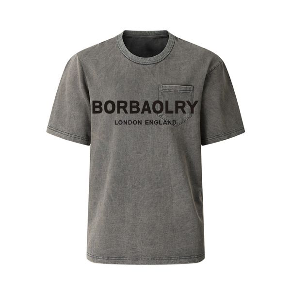 Wholesale Unisex Wash Vintage Printing Summer T Shirts Heavy Weight Black Oversize Men's T-shirt