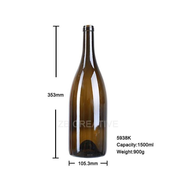 1500ml Custom Wine Bottles Magnum Rhine Glass Bottle Cork Top For Riesling 900g 5938K