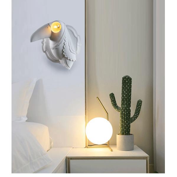 Resin animal wall lamp bedroom bedside lamp living room decor White Ceramic Toucan Wall Light (WH-VR-72)