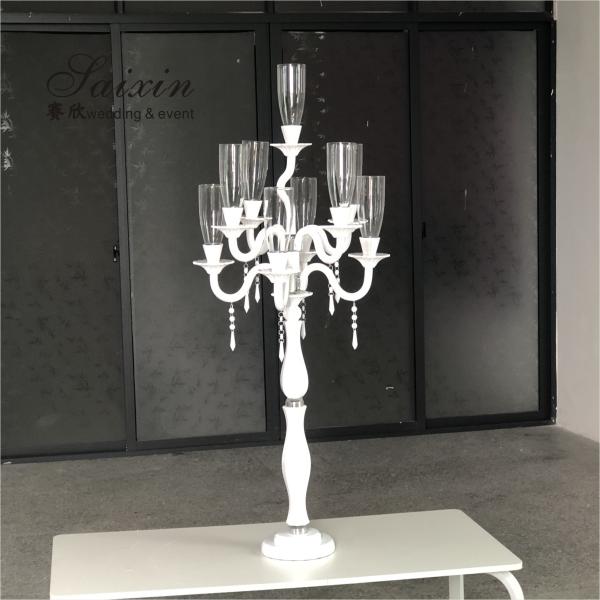 ZT-077W New design glass white candelabra crystal wedding centerpieces