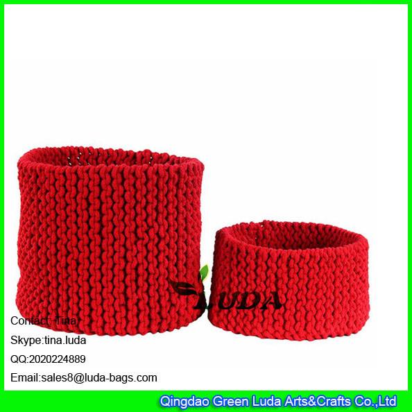 LDKZ-033  Pure color storage basket hand knitted home storage basket large laundry basket