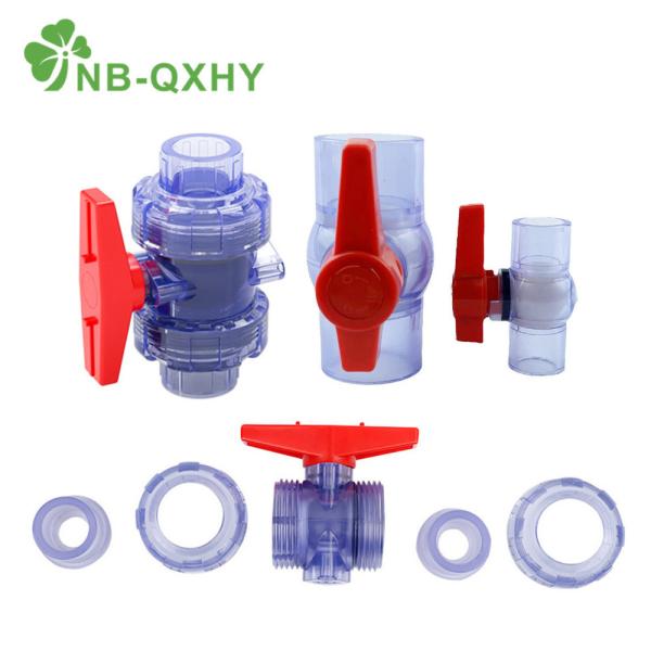 Вентиль спуска UPVC прозрачный прозрачный двойной Union Ball Valve для водоснабжения аквариума