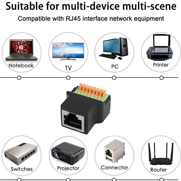 Protocolo RJ45 para o terminal de conexão rápida do núcleo de 8 pin sem soldagem Female 8P8C Crystal Head Network, com fio