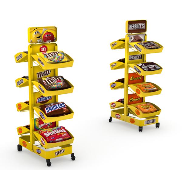 Customized Point Of Sales Displays Candy Display Rack With Adjustable Trays