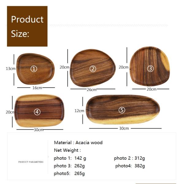 Customized Acacia Wood Serving Platter Printed Lacquer Wooden Food Serving Platters