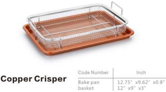 As seen on TV Air Fryer copper crisper chef baking tray set copper basket gotham copper bakeware