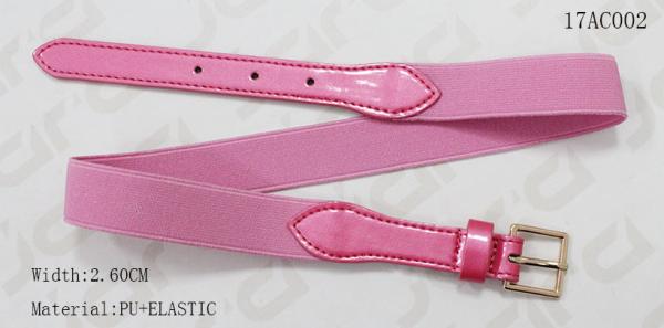 Shiny PU Tip Pink Kids Elastic Belts Elastic Tape / Glittery PU Available