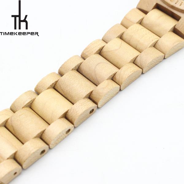 Auto Date Maple Wood Watch / Japan Quartz Wood Womens Watches Repeater