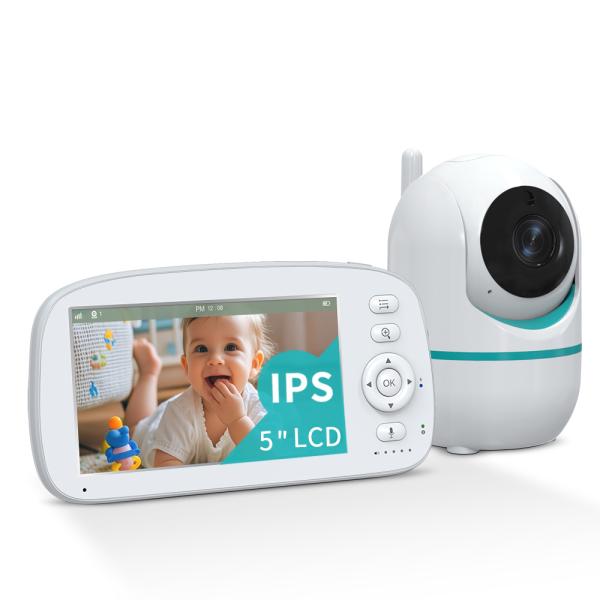 Moniteur pour bébé HD avec caméra 1080P et panoramique/inclinaison/zoom à 360°
