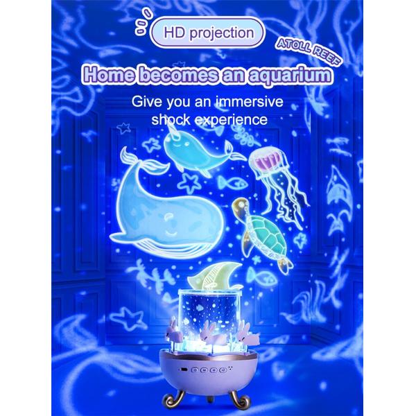 2022 Christmas Gift Dream Rolling Huts Projector Lamp With Wireless Speaker 360 Degree Rotation 12 Projection Films Cust