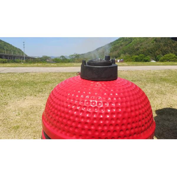 Красный застекленный Kitchenware угля курильщика гриля Kamado 15 дюймов керамический