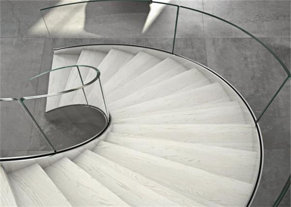 Laminated Glass  Building Curved Stairs With Tempered Glass / Stainless Steel Baluster