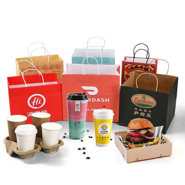 BSCI Custom Logo Takeaway Paper Bags For Baking Milk Tea Coffee Packaging