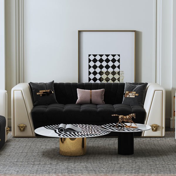 La table basse en acier de rayures de luxe légères de zèbre a placé H45cm autour d'élégant