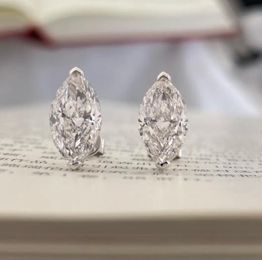 4.24ct Marquise&Pear Shaped Diamond Butterfly Earrings DEF VVS Lab Grown Diamonds 18K White Gold