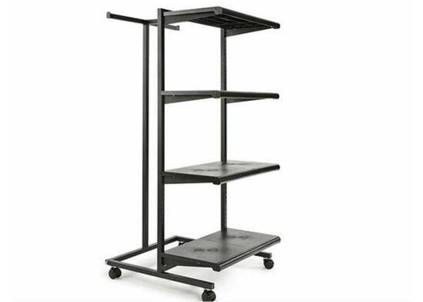 Multifunction Light Weight 4 Wheels Clothing Display Rack / Clothing Store Racks And Shelves