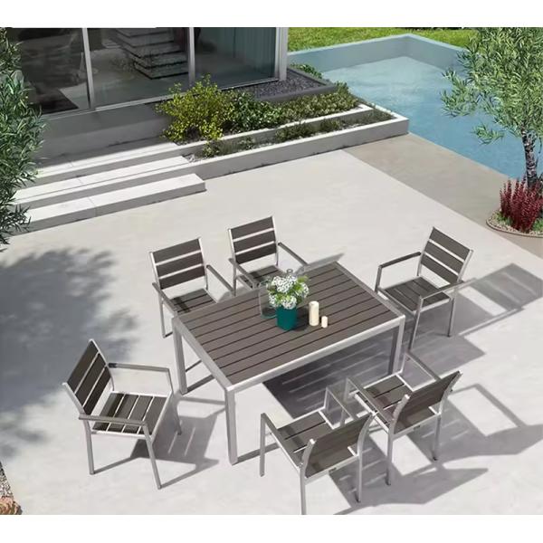 Aluminum Alloy PE Wicker Outdoor Dining Table Outdoor Dining Furniture