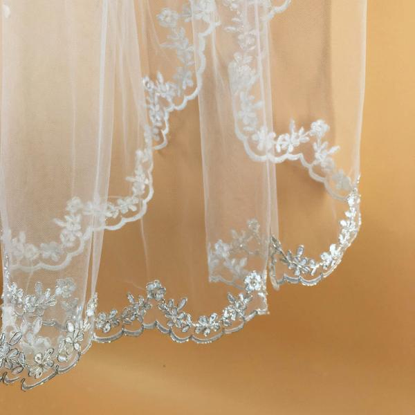 36 Embroidery Sliver Cord lace   Ivory/White Bridal Veil  Wedding Accessories